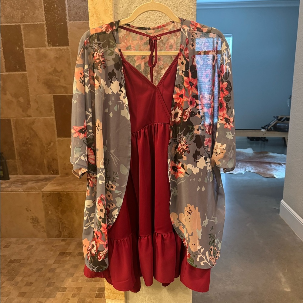 Women’s floral, print kimono, and flowy summer dress